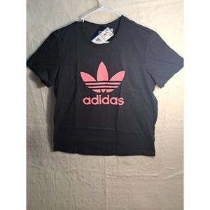 Adidas Black OG Stacked Trefoil tee Logo Short Sleeve Ladies NWT